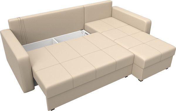 Изображение товара Диван угловой Лига Диванов Ливерпуль Лайт правый (экокожа бежевый)