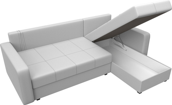 Изображение товара Диван угловой Лига Диванов Ливерпуль Лайт правый (экокожа белый)
