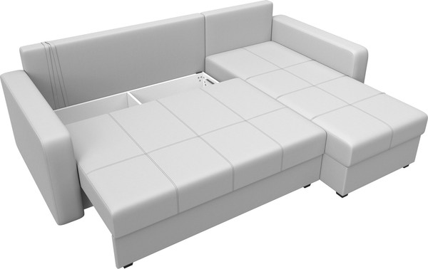 Изображение товара Диван угловой Лига Диванов Ливерпуль Лайт правый (экокожа белый)