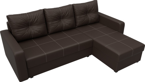 Изображение товара Диван угловой Лига Диванов Ливерпуль Лайт правый (экокожа коричневый)