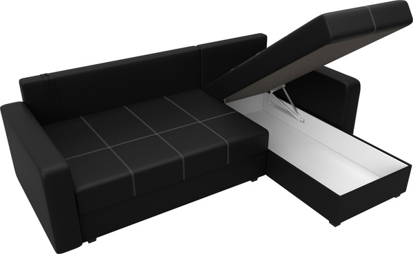 Изображение товара Диван угловой Лига Диванов Ливерпуль Лайт правый (экокожа черный)