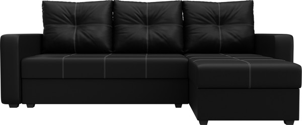 Изображение товара Диван угловой Лига Диванов Ливерпуль Лайт правый (экокожа черный)