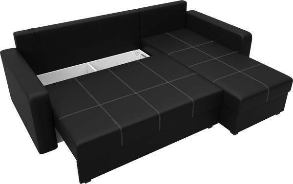 Изображение товара Диван угловой Лига Диванов Ливерпуль Лайт правый (экокожа черный)