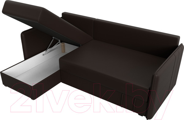 Изображение товара Диван угловой Лига Диванов Слим левый (экокожа коричневый)