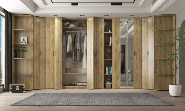 Изображение товара Шкаф-гармошка Евва Лайн ЛН-1D.240.44(0Z) (дуб кантри золотой)