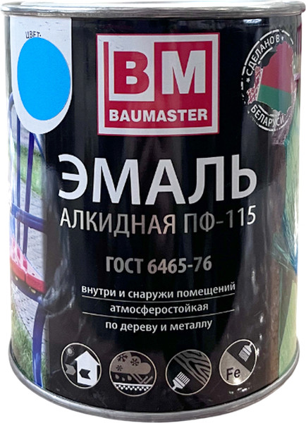 Изображение товара Эмаль BauMaster ПФ-115 (800г, голубой)