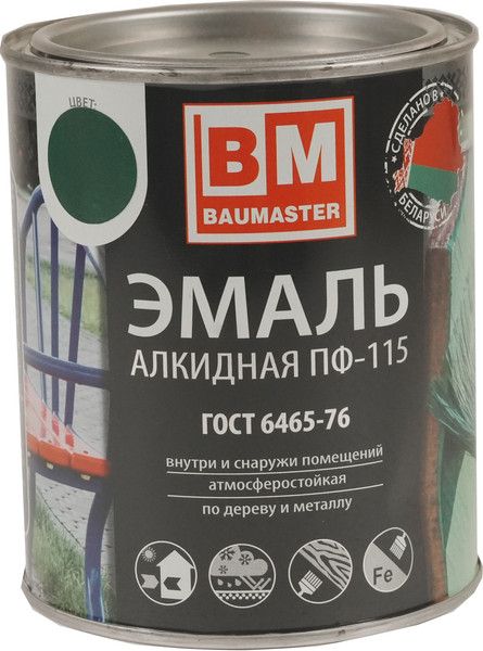 Изображение товара Эмаль BauMaster ПФ-115 (800г, зеленый)