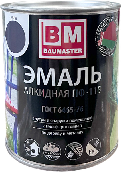 Изображение товара Эмаль BauMaster ПФ-115 (800г, серый)