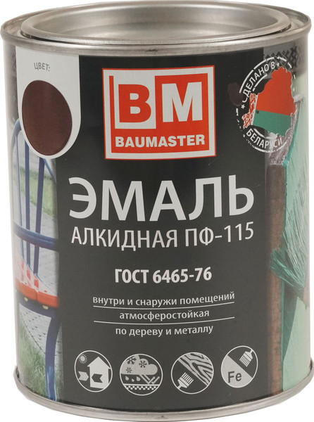 Изображение товара Эмаль BauMaster ПФ-115 (800г, шоколадный)