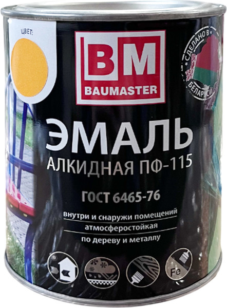 Изображение товара Эмаль BauMaster ПФ-115 (800г, ярко-желтый)