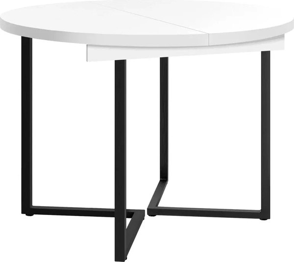 Изображение товара Обеденный стол Millwood Лофт Лондон раздвижной / D100 100-140x100x76 (белый/металл черный)