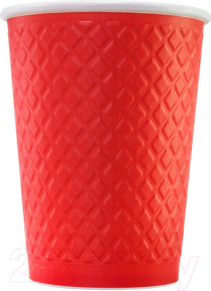 Изображение товара Набор бумажных стаканов Паксервис 300мл / EM90-430 (400шт, вафельный красный)