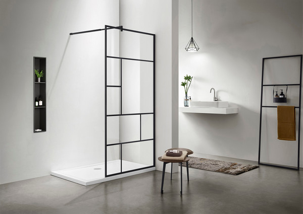 Изображение товара Душевая стенка Aquatek 100x200 / AQ WIW 10020BL Print (черный/прозрачное стекло/принт)