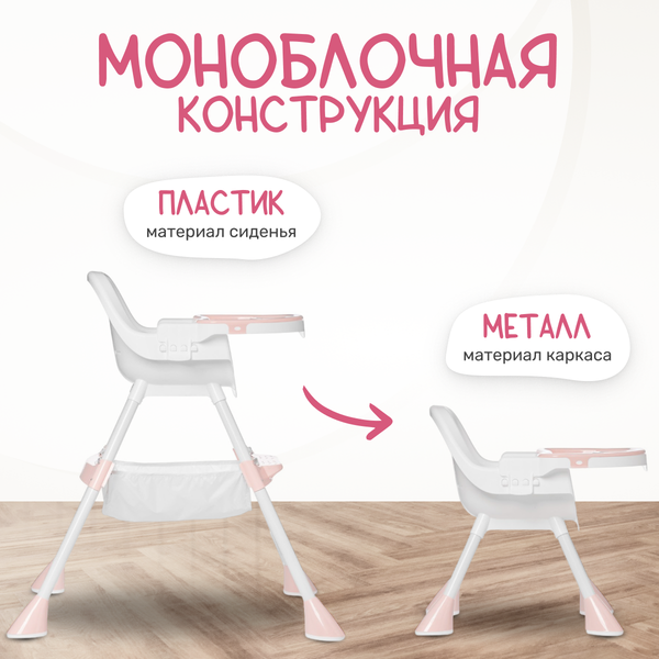 Изображение товара Стульчик для кормления NINO Moon (розовый)