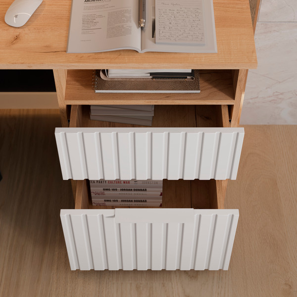 Изображение товара Письменный стол ТриЯ Хилтон тип 1 (дуб крафт золотой/белый матовый)