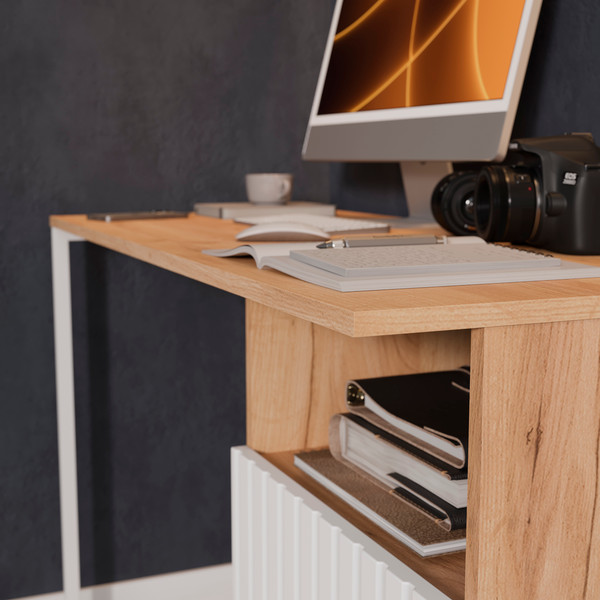 Изображение товара Письменный стол ТриЯ Хилтон тип 1 (дуб крафт золотой/белый матовый)