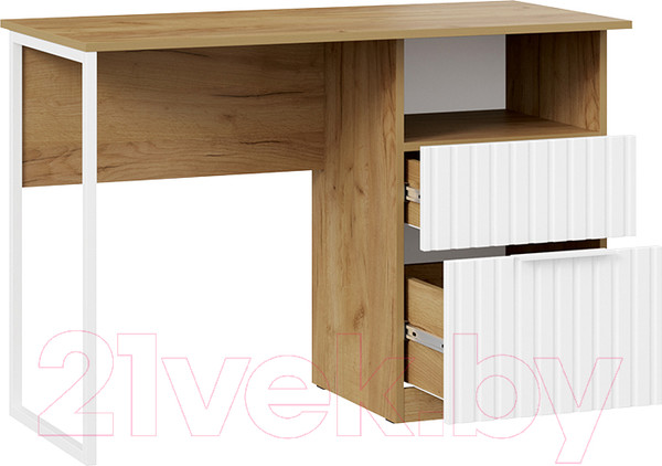 Изображение товара Письменный стол ТриЯ Хилтон тип 1 (дуб крафт золотой/белый матовый)