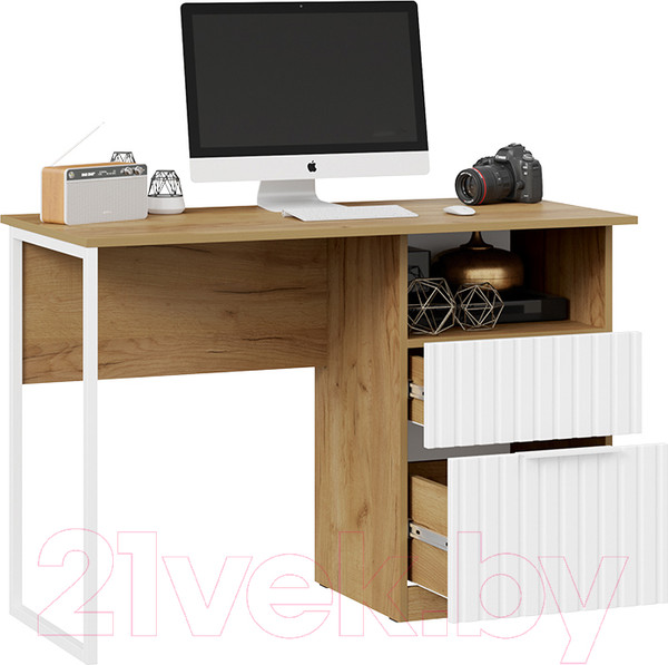 Изображение товара Письменный стол ТриЯ Хилтон тип 1 (дуб крафт золотой/белый матовый)