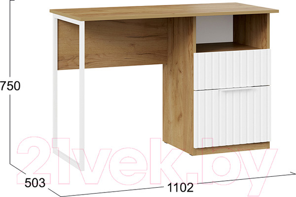 Изображение товара Письменный стол ТриЯ Хилтон тип 1 (дуб крафт золотой/белый матовый)