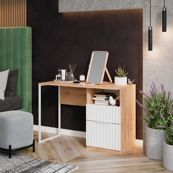 Изображение товара Письменный стол ТриЯ Хилтон тип 1 (дуб крафт золотой/белый матовый)