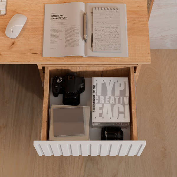 Изображение товара Письменный стол ТриЯ Хилтон тип 1 (дуб крафт золотой/белый матовый)