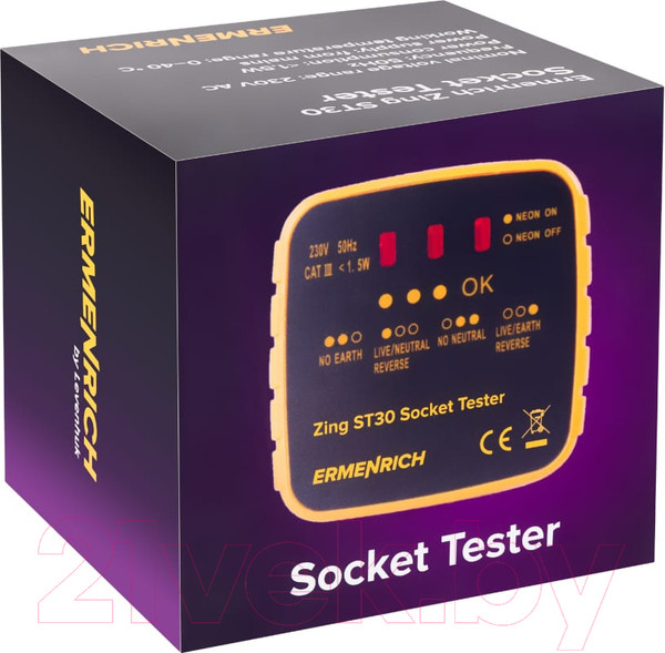 Изображение товара Тестер розетки Ermenrich Zing ST30 / 81725