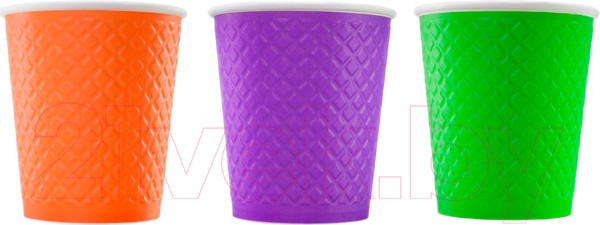 Изображение товара Набор бумажных стаканов Паксервис 250мл / EM80-280 (500шт, вафельный разноцветный)