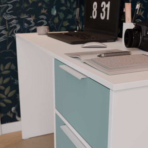 Изображение товара Письменный стол ТриЯ Марли тип 1 (белый/серо-голубой)