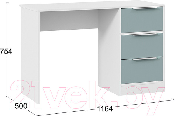 Изображение товара Письменный стол ТриЯ Марли тип 1 (белый/серо-голубой)