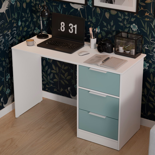 Изображение товара Письменный стол ТриЯ Марли тип 1 (белый/серо-голубой)