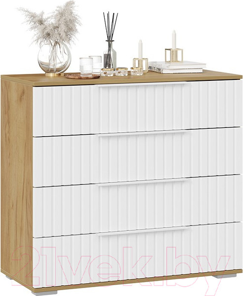 Изображение товара Комод ТриЯ Хилтон (дуб крафт золотой/белый матовый)
