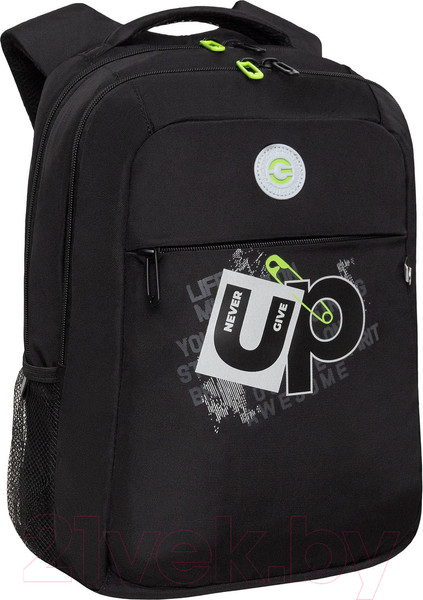 Изображение товара Школьный рюкзак Grizzly RB-456-3 (черный/салатовый)