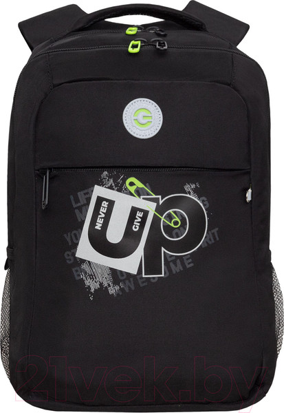 Изображение товара Школьный рюкзак Grizzly RB-456-3 (черный/салатовый)