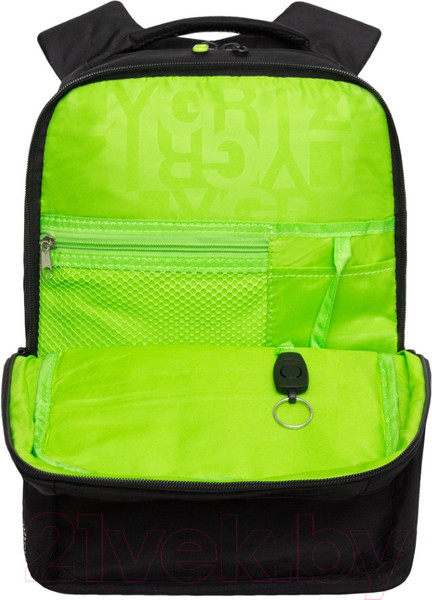 Изображение товара Школьный рюкзак Grizzly RB-456-3 (черный/салатовый)