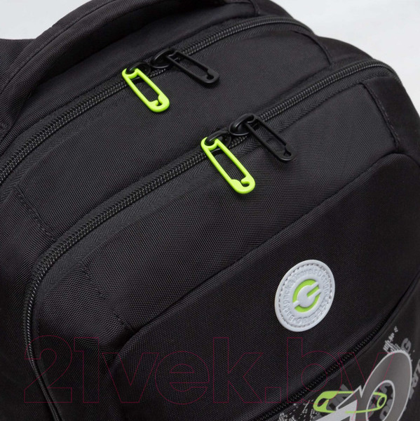 Изображение товара Школьный рюкзак Grizzly RB-456-3 (черный/салатовый)