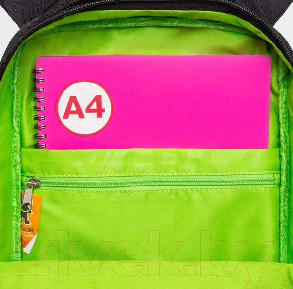 Изображение товара Школьный рюкзак Grizzly RB-456-3 (черный/салатовый)