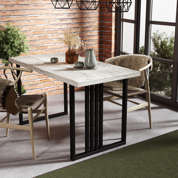 Изображение товара Обеденный стол Mio Tesoro Laim 36 120x66 (дуб крафт белый/черный)