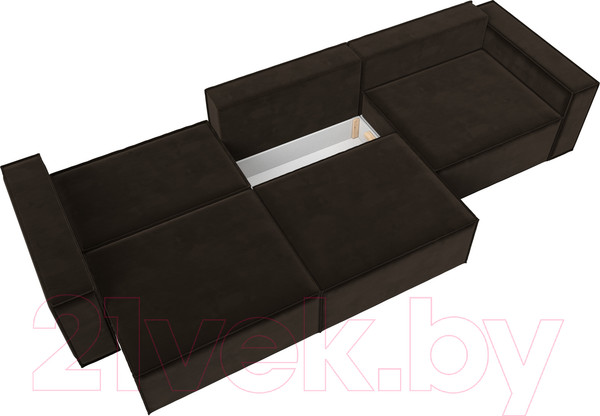 Изображение товара Диван Лига Диванов Куба Лонг (микровельвет коричневый)