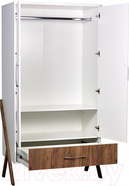 Изображение товара Шкаф Polini Kids Porto 3100 / 0002573.165 (белый/дуб крафт)