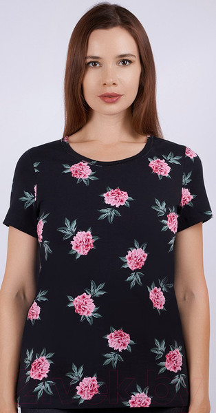 Изображение товара Футболка Verally 380-1 (р.170, 176-100-106, пионы на черном)