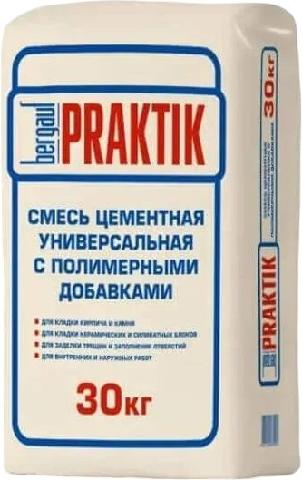 Изображение товара Кладочная смесь Bergauf Praktik цементная универсальная с полимерными добавками (30кг)