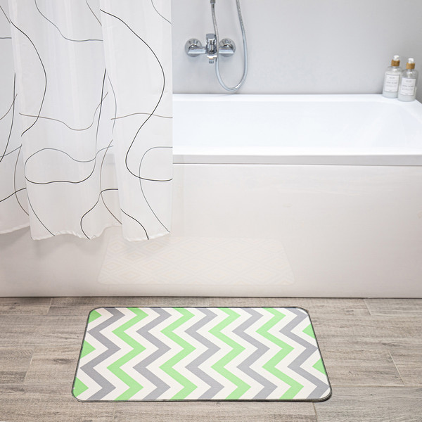 Изображение товара Коврик для ванной Вилина Зигзаги 7068-22002 (50x85, серый/зеленый)