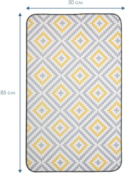 Изображение товара Коврик для ванной Вилина Ромбы 7068-22003 (50x85, серый/желтый)