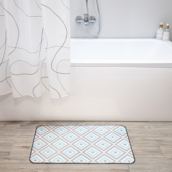 Изображение товара Коврик для ванной Вилина Ромбы 7068-22003 (50x85, серый/голубой)