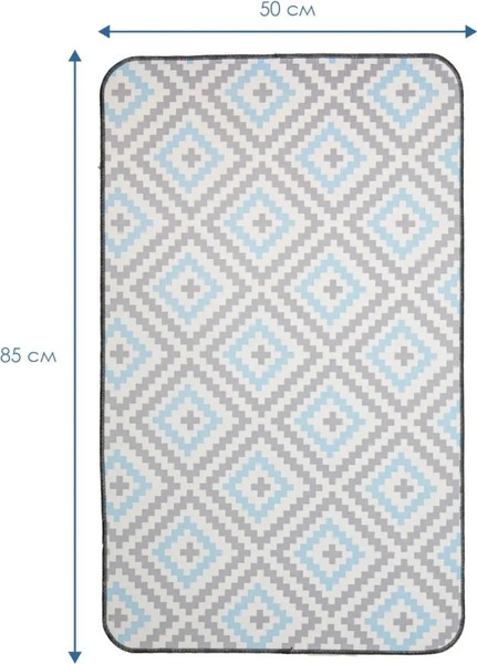 Изображение товара Коврик для ванной Вилина Ромбы 7068-22003 (50x85, серый/голубой)