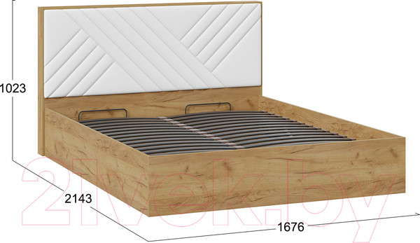 Изображение товара Двуспальная кровать ТриЯ Хилтон универсальная тип 1 с ПМ 160x200 (дуб крафт золотой/белый)