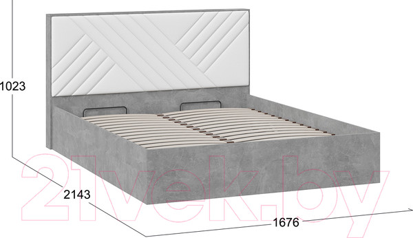 Изображение товара Двуспальная кровать ТриЯ Хилтон универсальная тип 1 и заглушиной 160x200 (ателье светлый/белый)