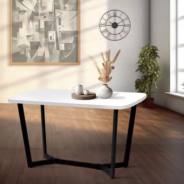 Изображение товара Обеденный стол Millwood Лофт Мюнхен Л 130x80x75 (белый/металл черный)