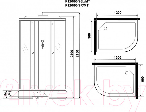 Изображение товара Душевая кабина Niagara Promo P120/90/26R/MT 120x90x215