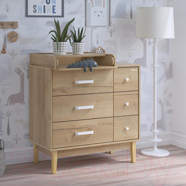 Изображение товара Комод пеленальный Pituso Kids Vintage Premium ЛДСП (дуб галифакс/натуральный)